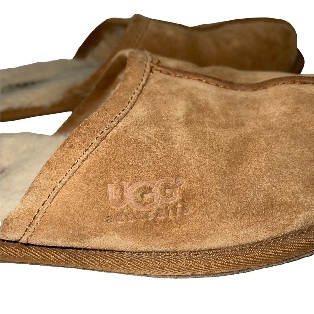 UGG Scuff Men's Sheep Skin Suede Slip On Brown Slippers Size 10 - Picture 4 of 9